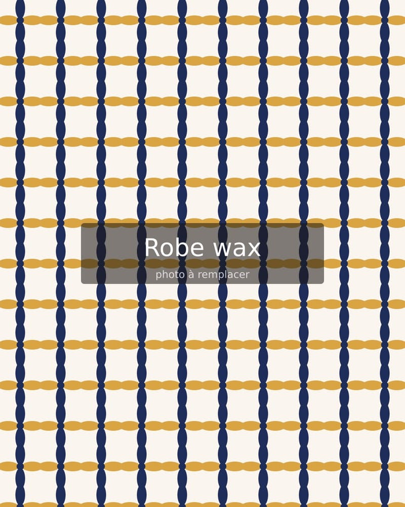 Robe longue en wax aux motifs orange et indigo